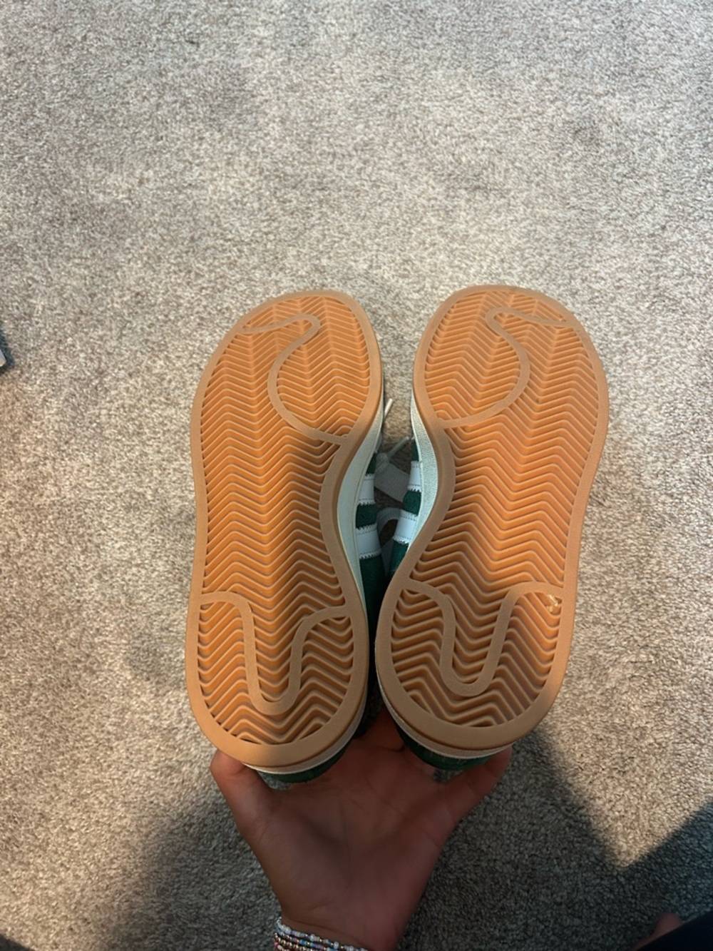 Adidas Green Suede Court Sneakers with White Stripes - Picture 6 of 6